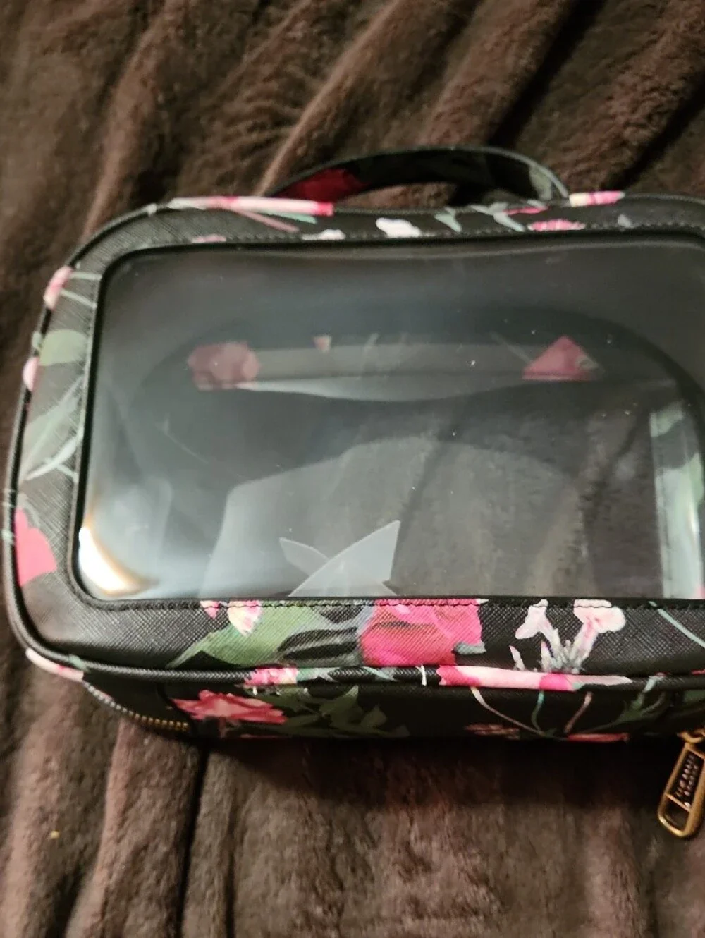 Ted Baker Black Floral Clear Cosmetic Case - Picture 3 of 7